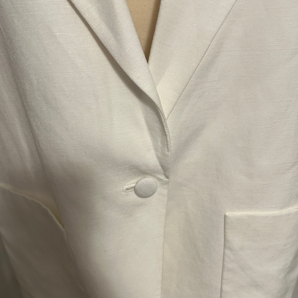 Calvin Klein Classic White Blazer new without tag womens size 16 ruched sleeves - Picture 3 of 8